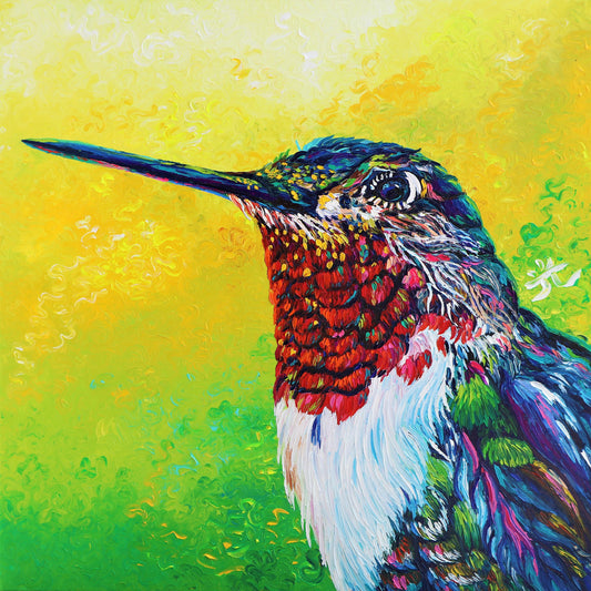 "Hummingbird" - Original Oil Finger Painting