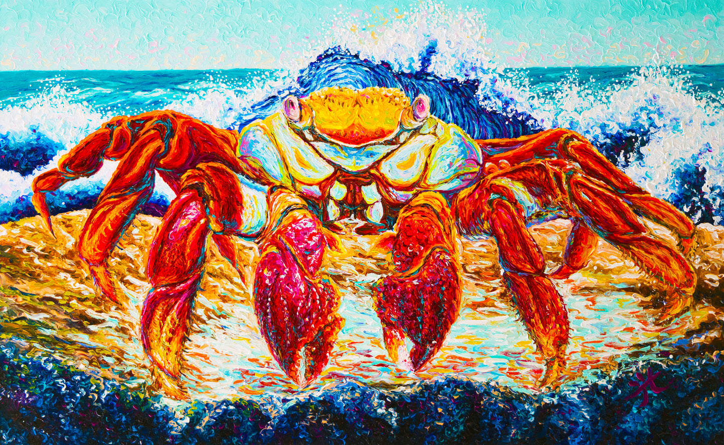 "Don't be Crabby" - Crab in Alaska - Original Oil Finger Painting