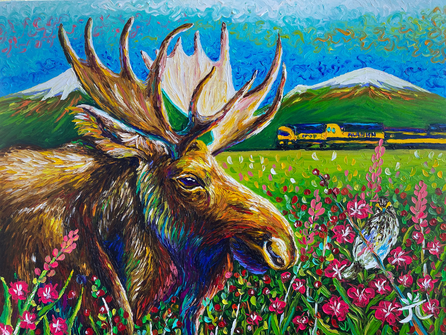 "Summer in AK" - Original Oil Finger Painting