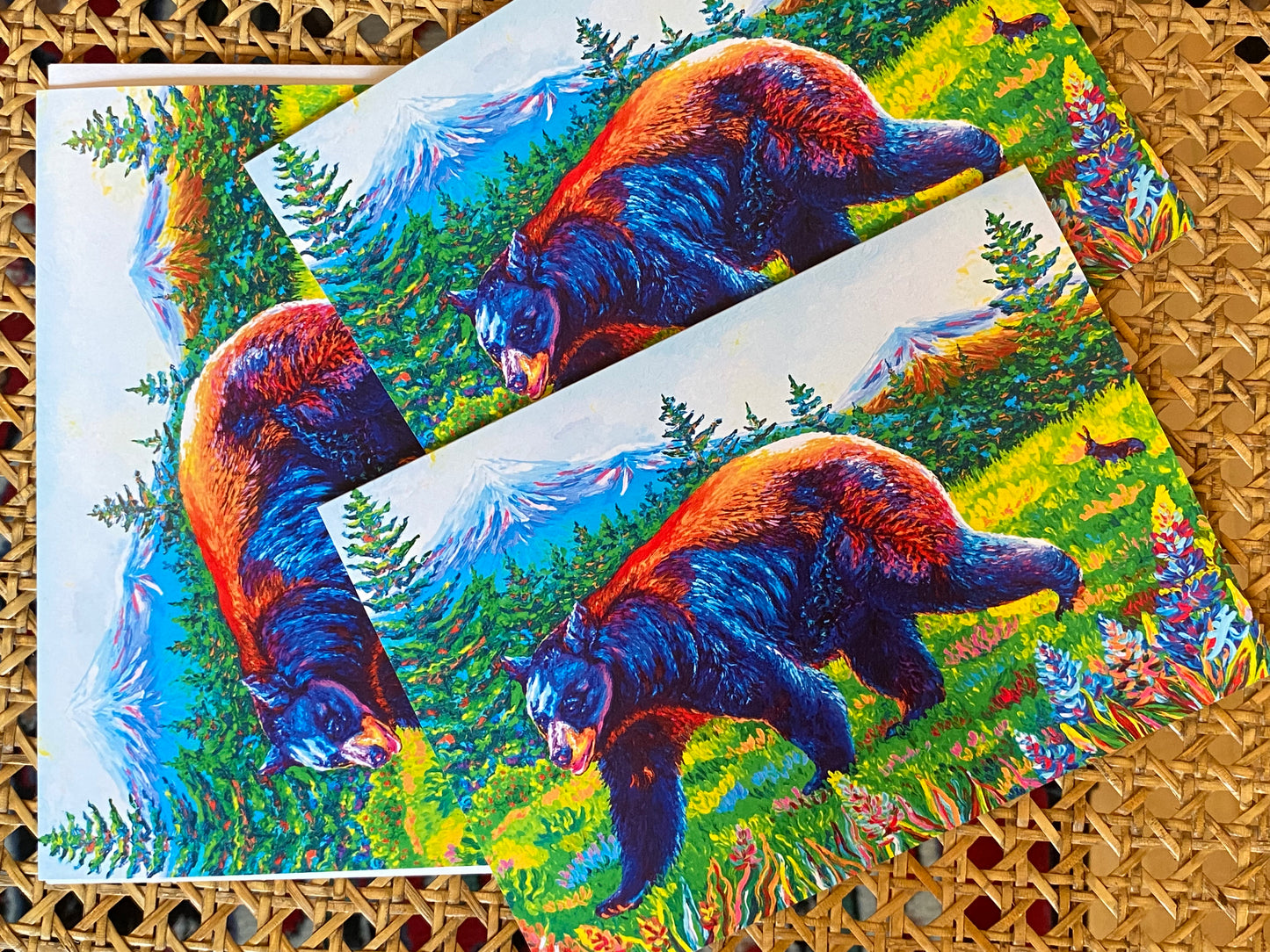 "Are we there yet?" Bear and Rabbit Greeting Card for all occasion - Fine Art Greeting Card