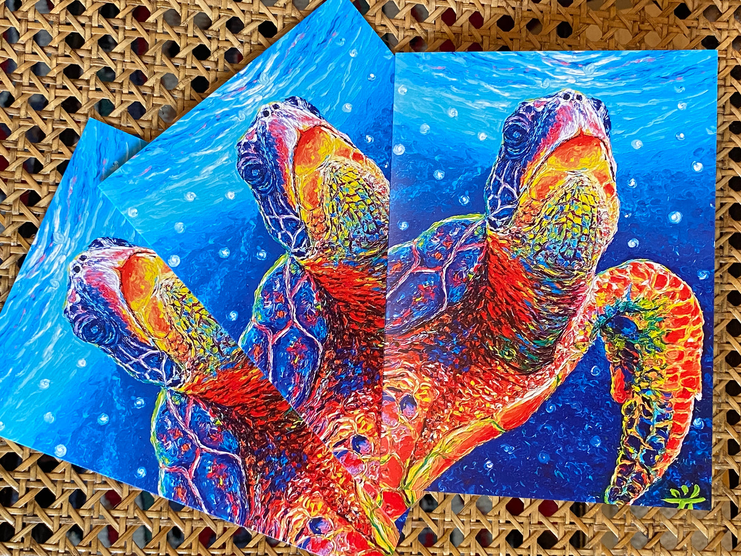 "Selfie" Green Sea Turtle Greeting Card for all occasion - Fine Art Greeting Card