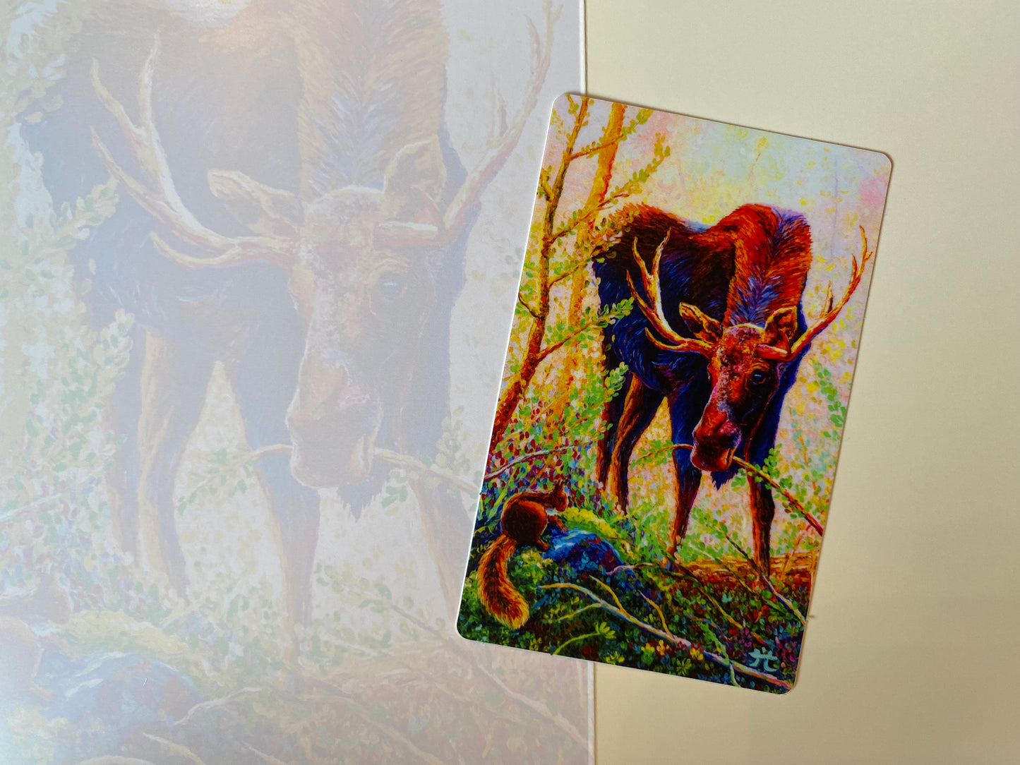 "One Peaceful Afternoon" Moose and Squirrel Greeting Card for all occasion - Fine Art Greeting Card