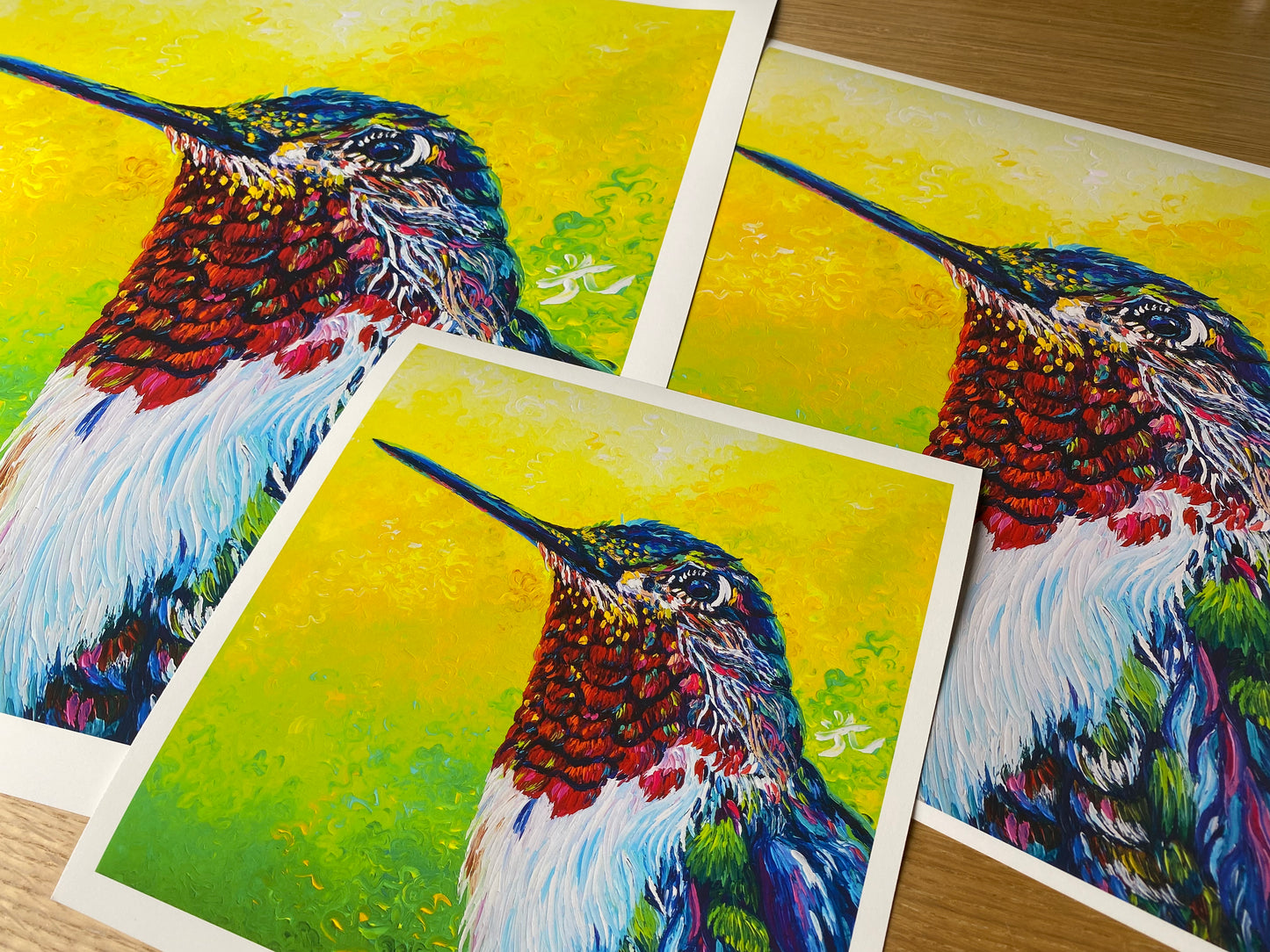 Hummingbird of Oil Finger painting - Giclée Fine Art Print