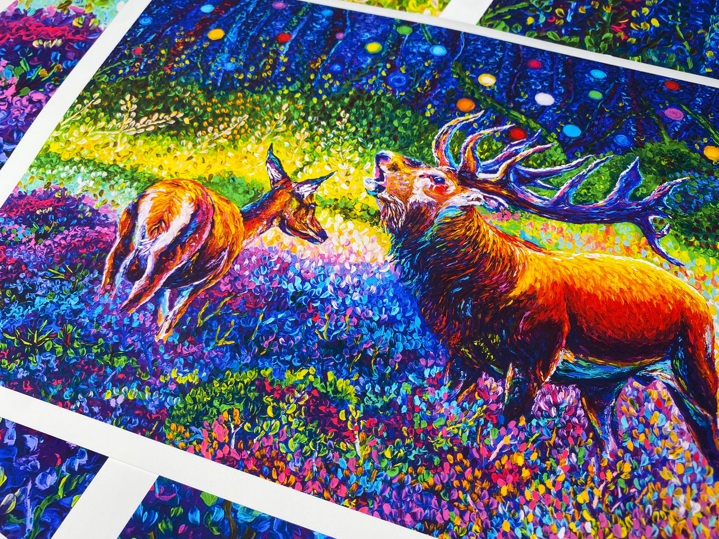 "Oh, dear" Deer Oil Finger Painting - Giclée Fine Art Print