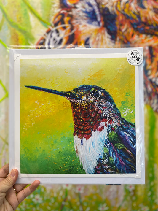 Hummingbird of Oil Finger painting - Giclée Fine Art Print