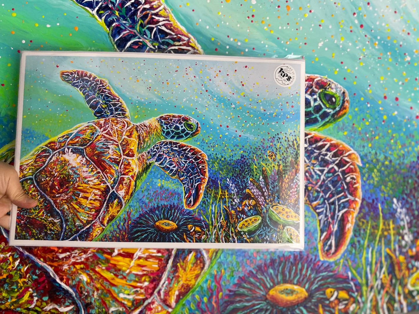 "Be Still" Green Sea Turtle and Friends - Canvas Print & Metal Print
