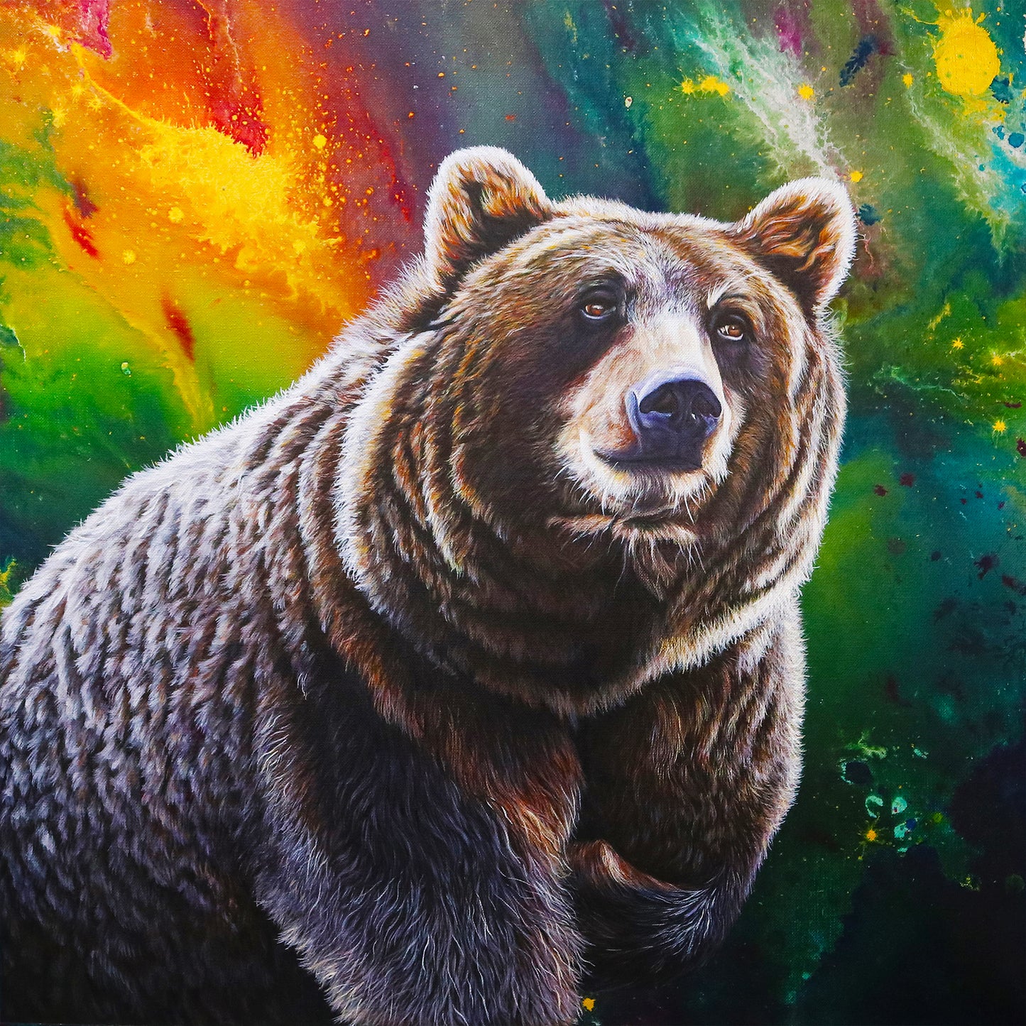 Galaxy Bear - Original Mixed Media Painting