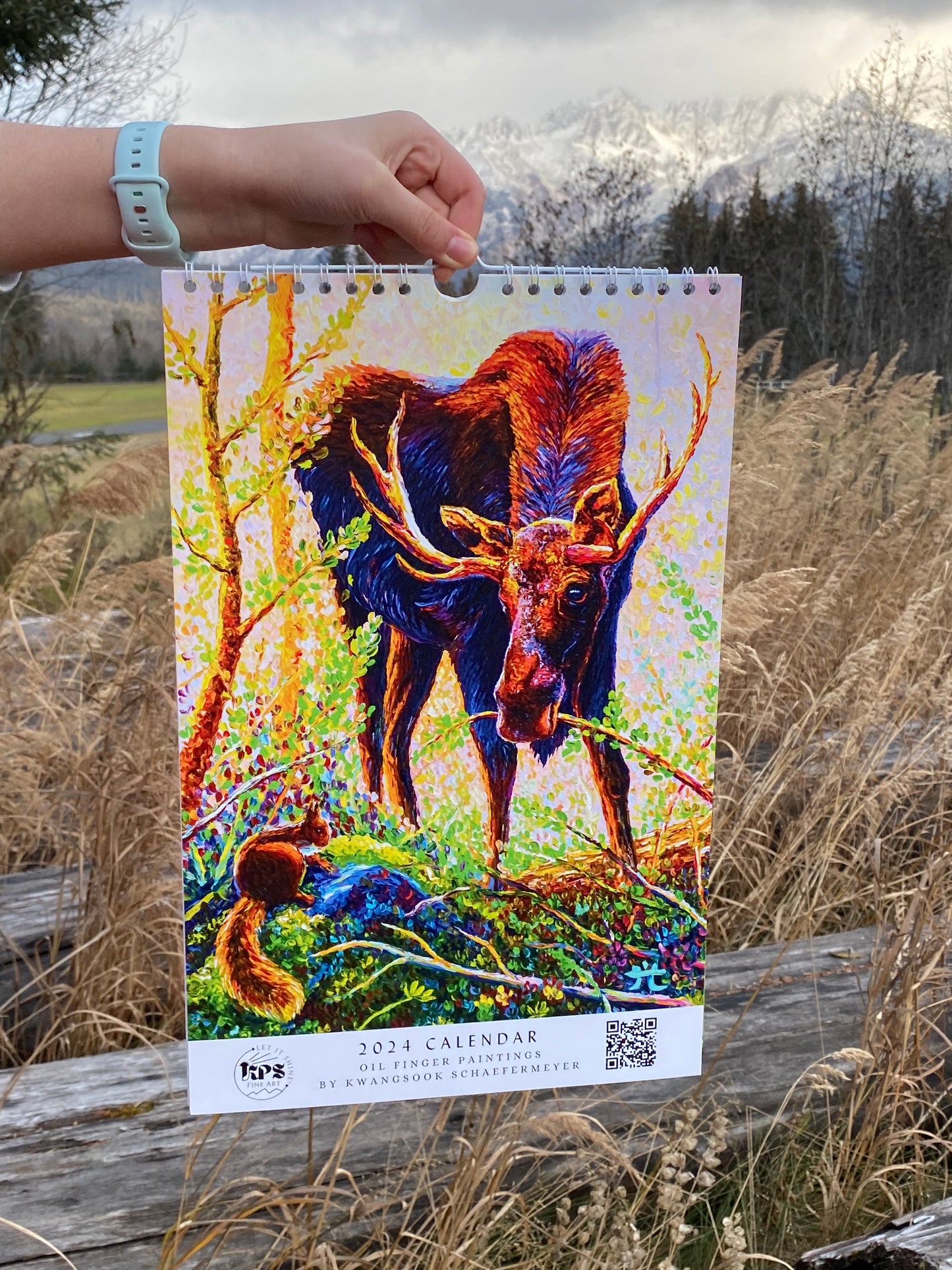 * 2024 Fine Art Calendar - 11x17” Wall calendar - 6x9” Desk Calendar - Collection of Wildlife Oil Finger Paintings