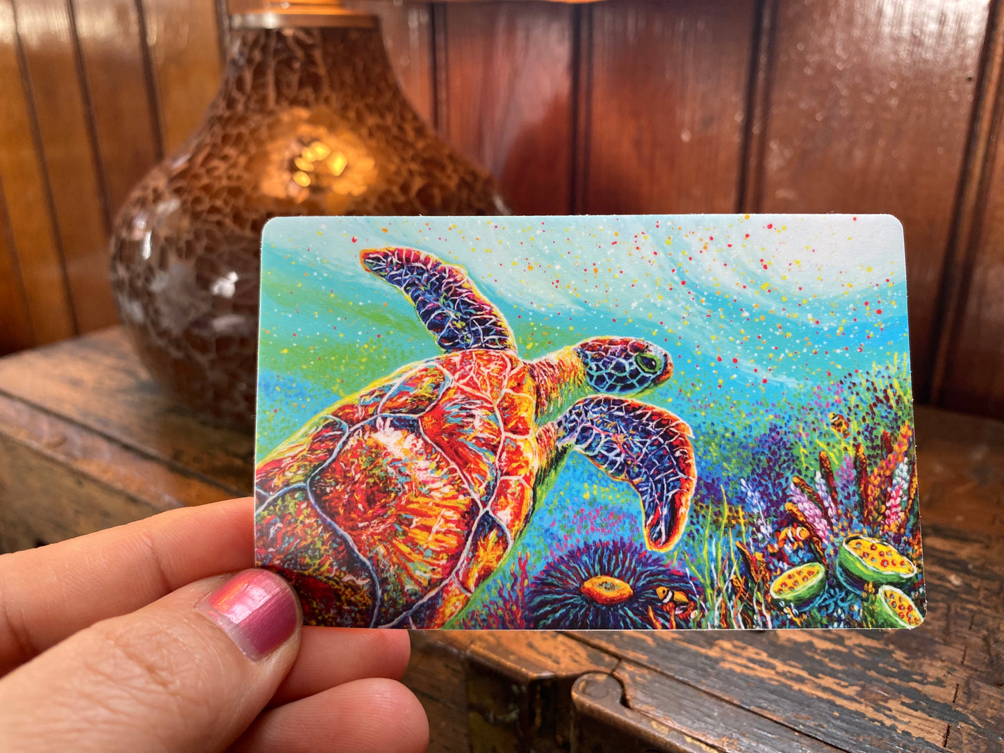 "Be Still" Green Sea Turtle - Weatherproof Matt vinyl Sticker