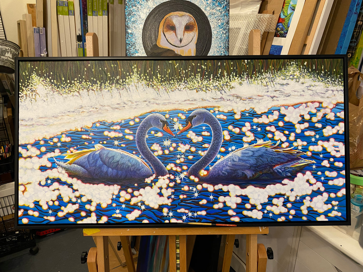 "Love is" Swans Painting - Giclee Fine art print - Metal print - Canvas Print