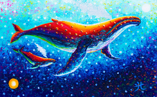 "Fallow Mama 2"  - Whale - Original Oil Finger Painting