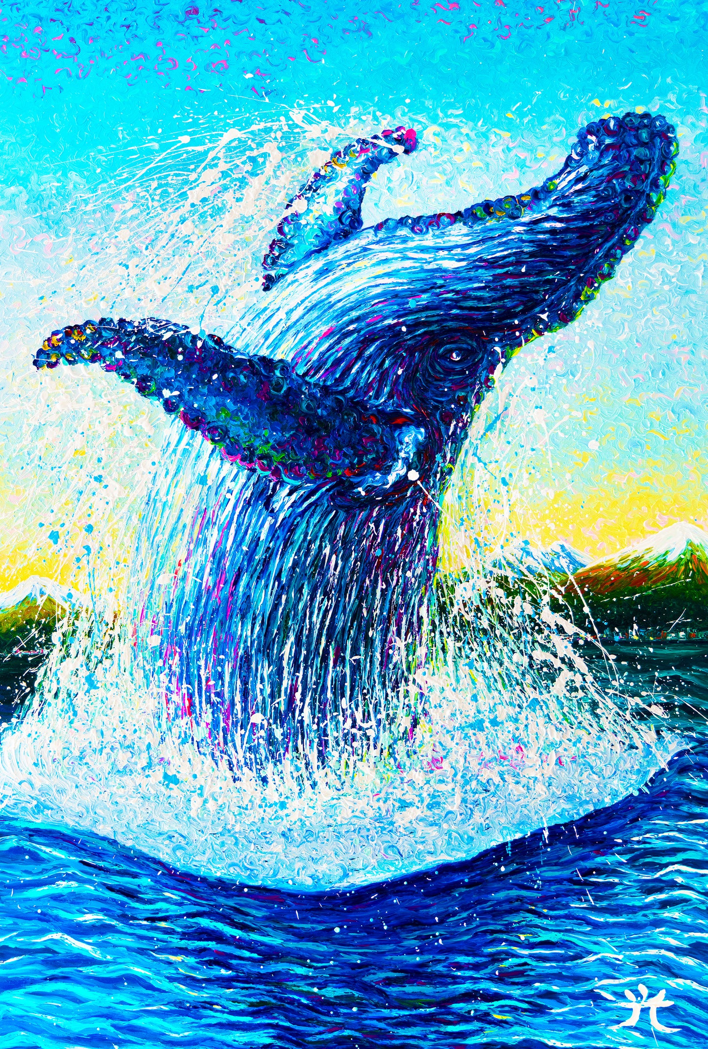 "Saying Hi" - Humpback Whale - Original Oil Finger Painting