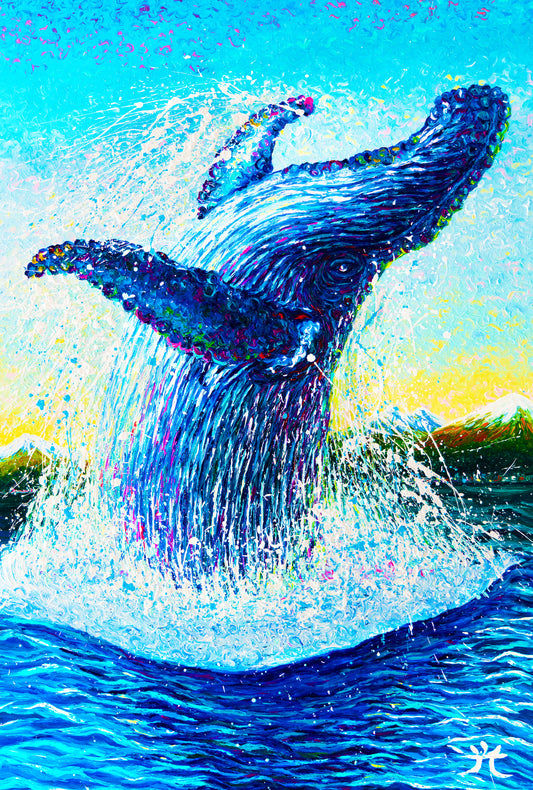 "Saying Hi" - Humpback Whale - Original Oil Finger Painting