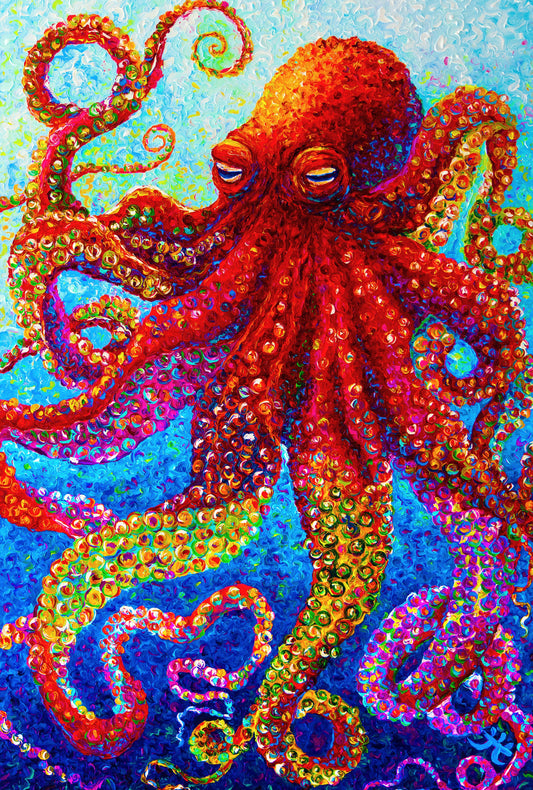 "Dancing Octopus" Red Octopus - Giclée Fine Art Print