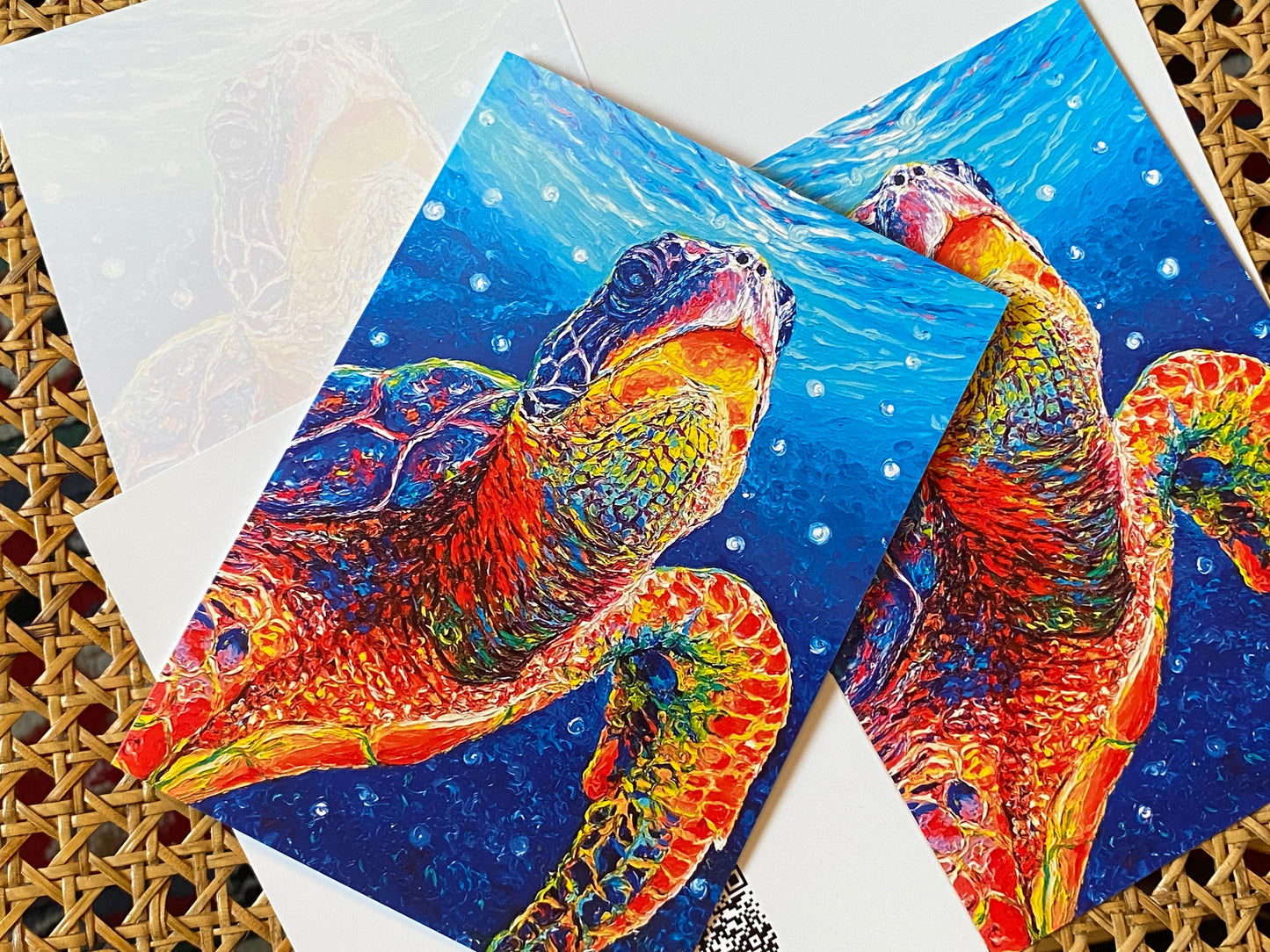 "Selfie" Green Sea Turtle Greeting Card for all occasion - Fine Art Greeting Card