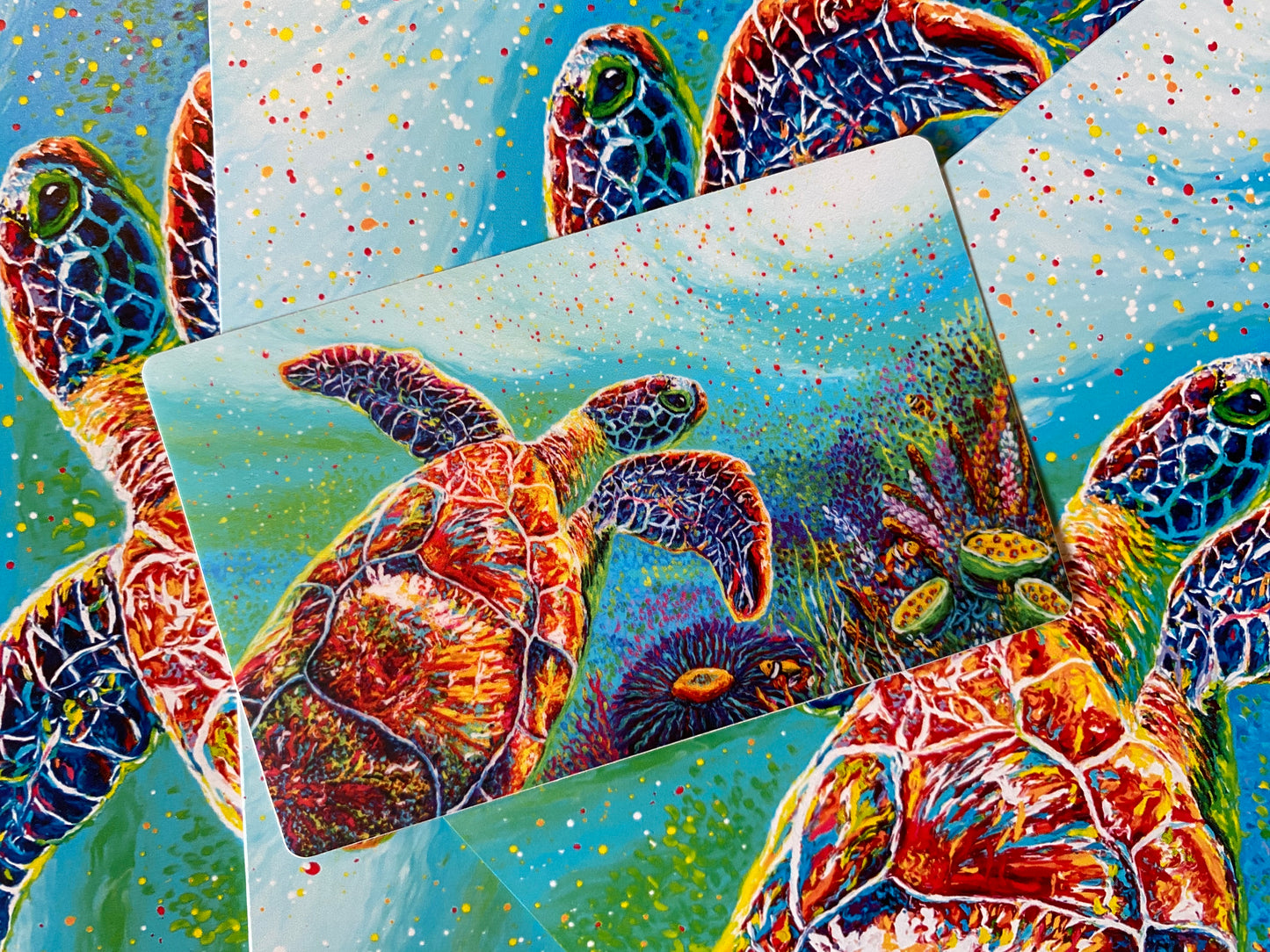 "Be Still" Green Sea Turtle Greeting Card for all occasion - Fine Art Greeting Card