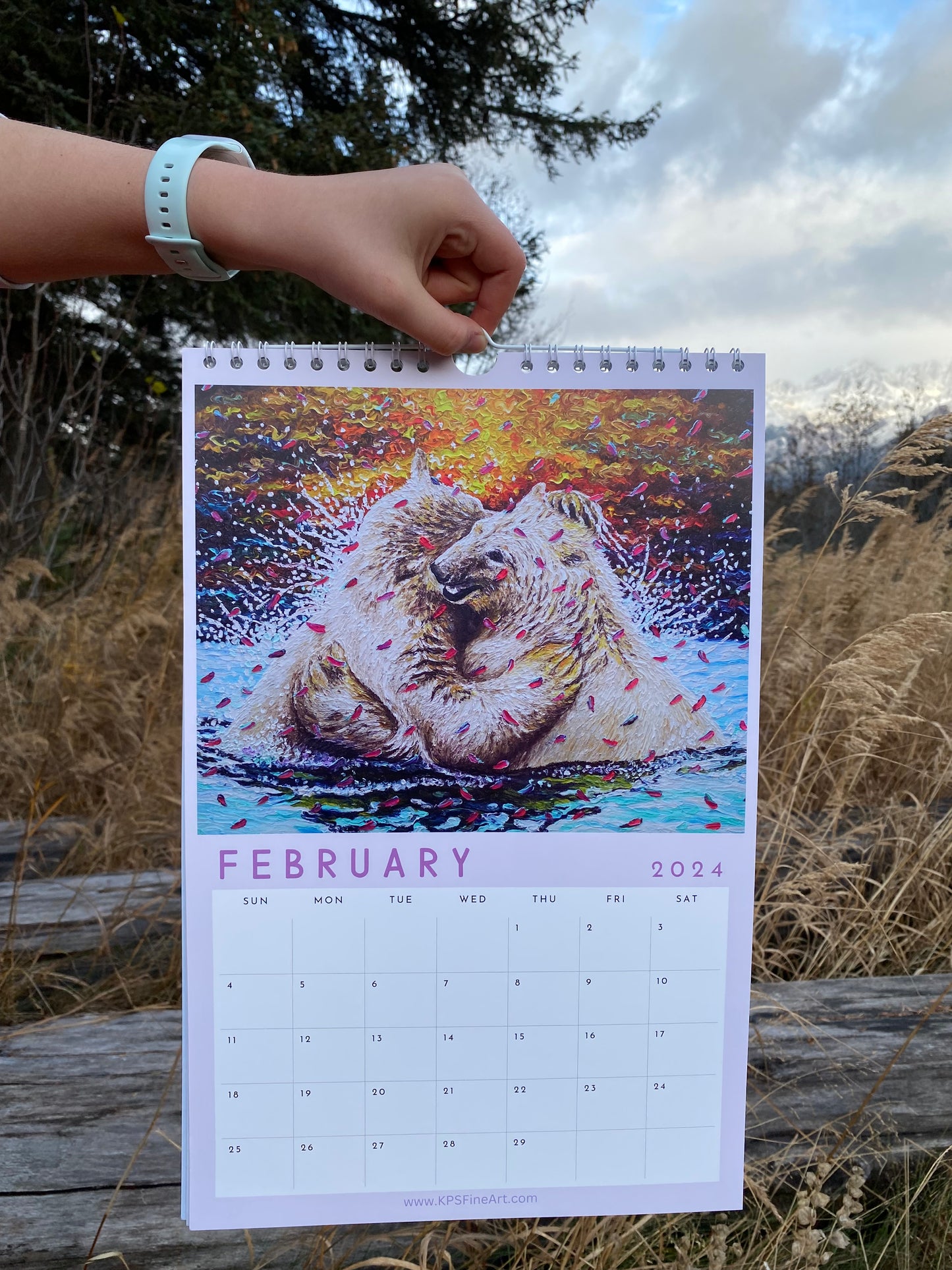 * 2024 Fine Art Calendar - 11x17” Wall calendar - 6x9”  Desk Calendar - Collection of Wildlife Oil Finger Paintings