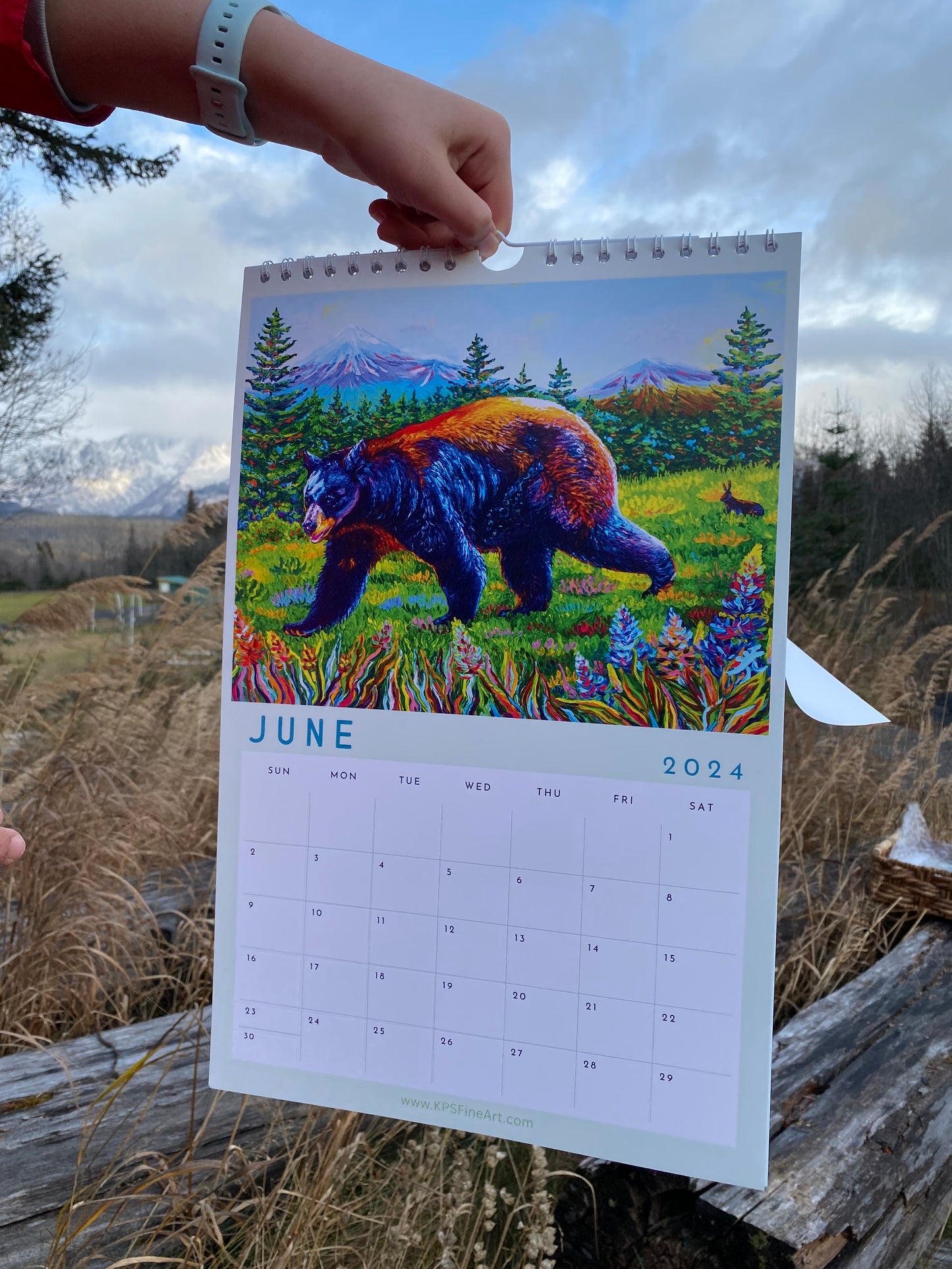 * 2024 Fine Art Calendar - 11x17” Wall calendar - 6x9”  Desk Calendar - Collection of Wildlife Oil Finger Paintings