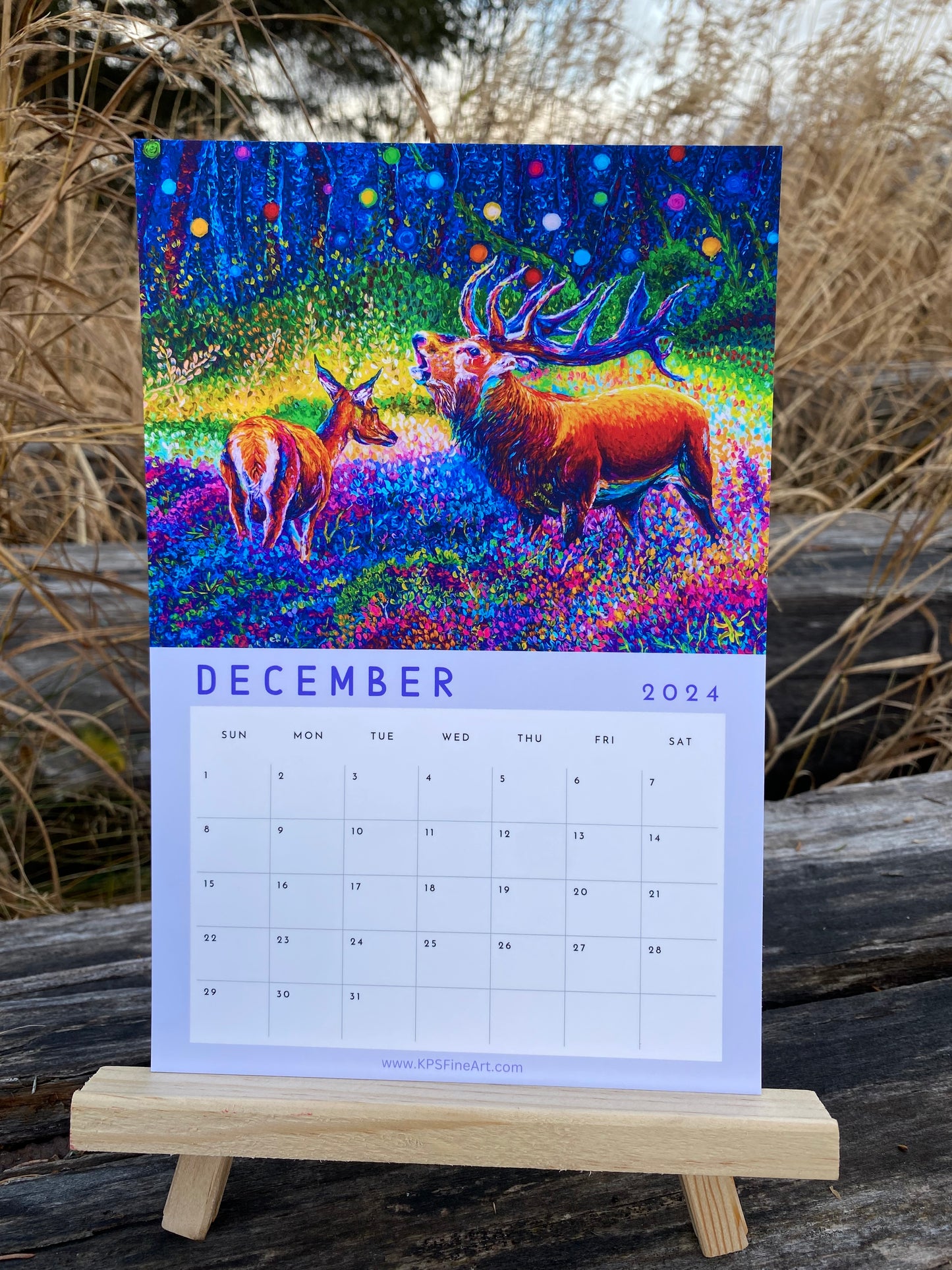 * 2024 Fine Art Calendar - 11x17” Wall calendar - 6x9”  Desk Calendar - Collection of Wildlife Oil Finger Paintings