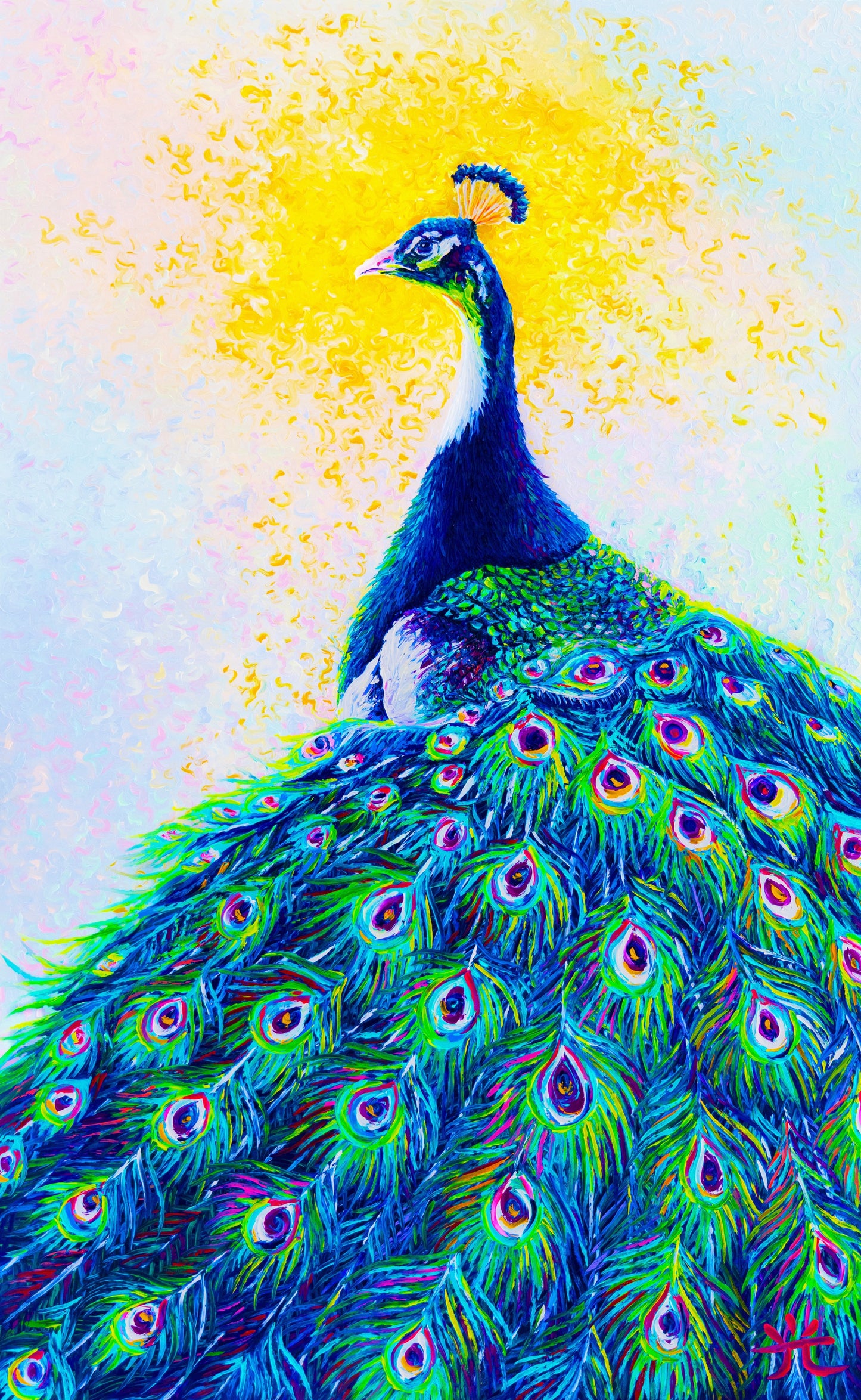 "I am beautiful" Peacock - Original Oil Finger Painting